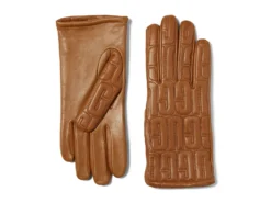 UGG Leather Quilted Logo Gloves With Conductive Tech Palm